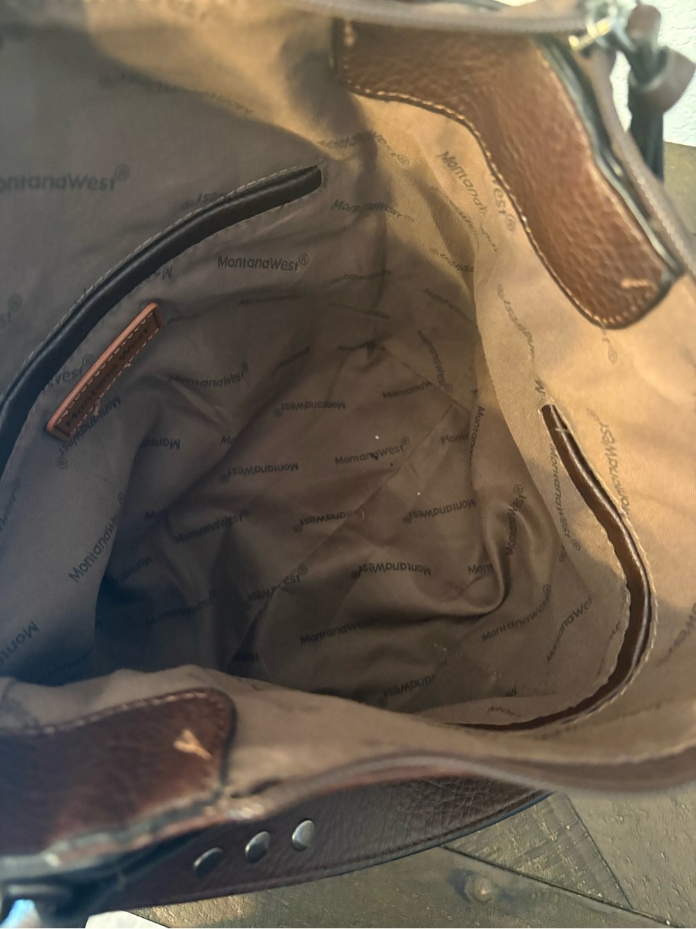 Montana West Dark Brown Studded Leather Shoulder Bag - Picture 12 of 13
